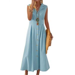 Bagilaanoe Summer Dresses for Women Long Dress Sleeveless Sundress Size 2XL